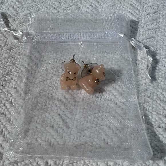 peach silver and gold bear earrings - Picture 2 of 7